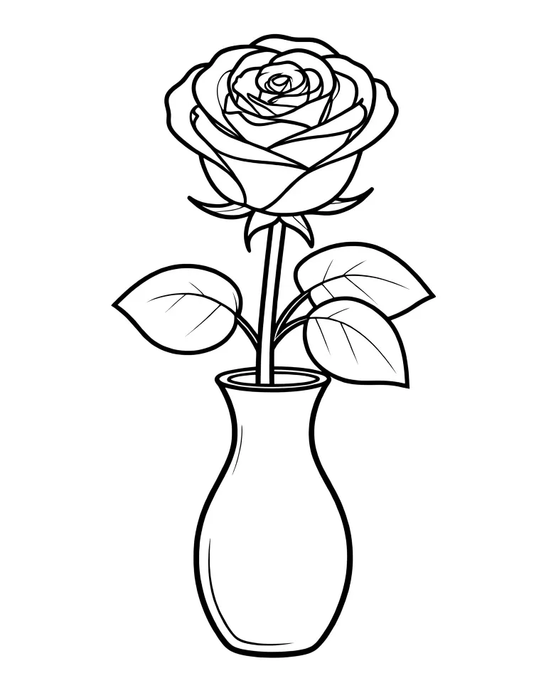 Раскраска – Алая роза
