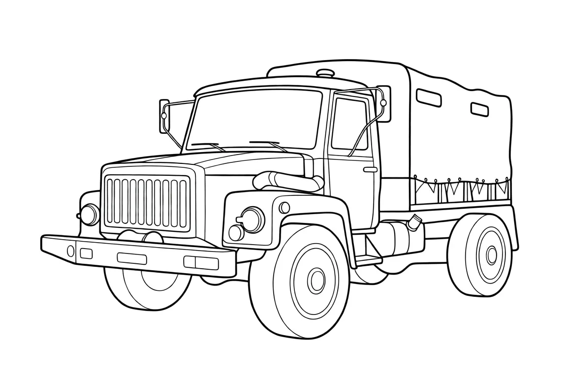 Раскраска – Армейский грузовик ГАЗ-33097 "Садко"