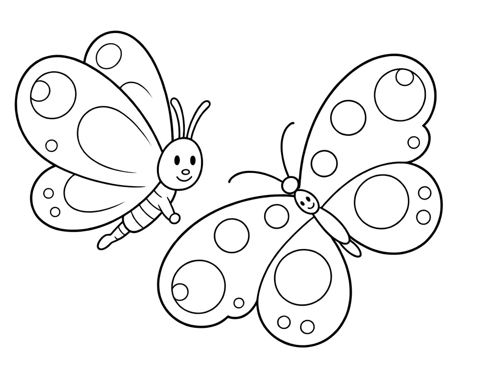 Раскраска – Бабочки подружки