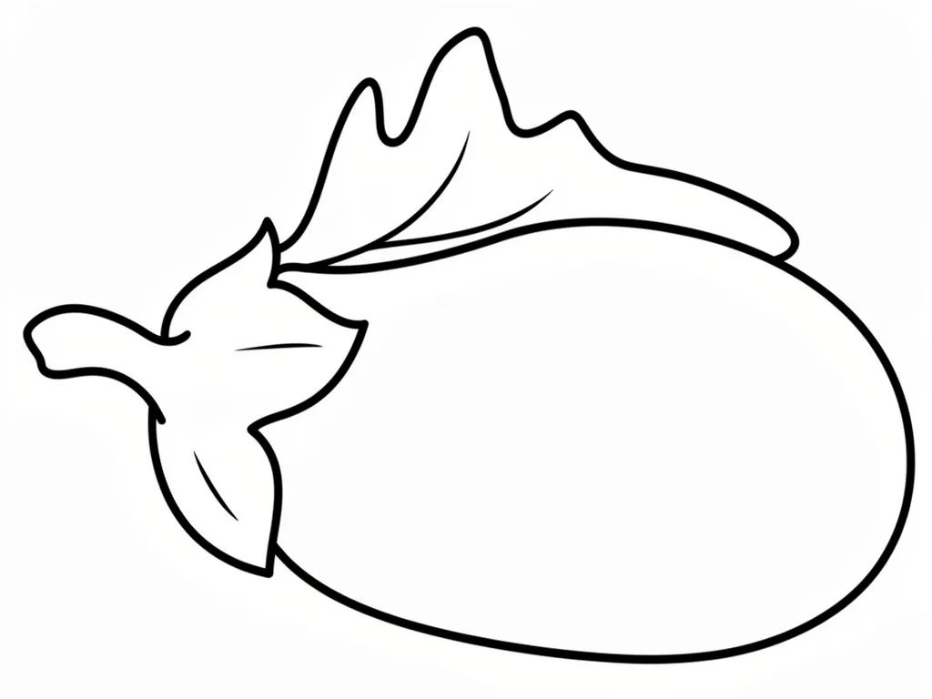 Раскраска – Баклажан с листочком