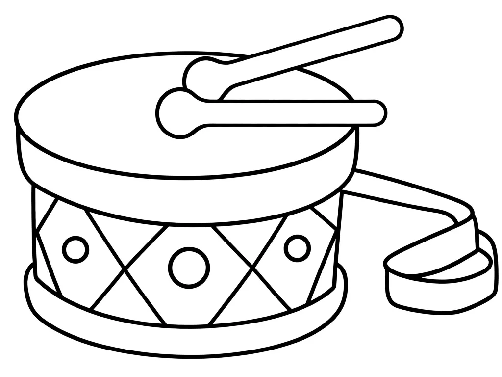 Раскраска – Барабан с палочками