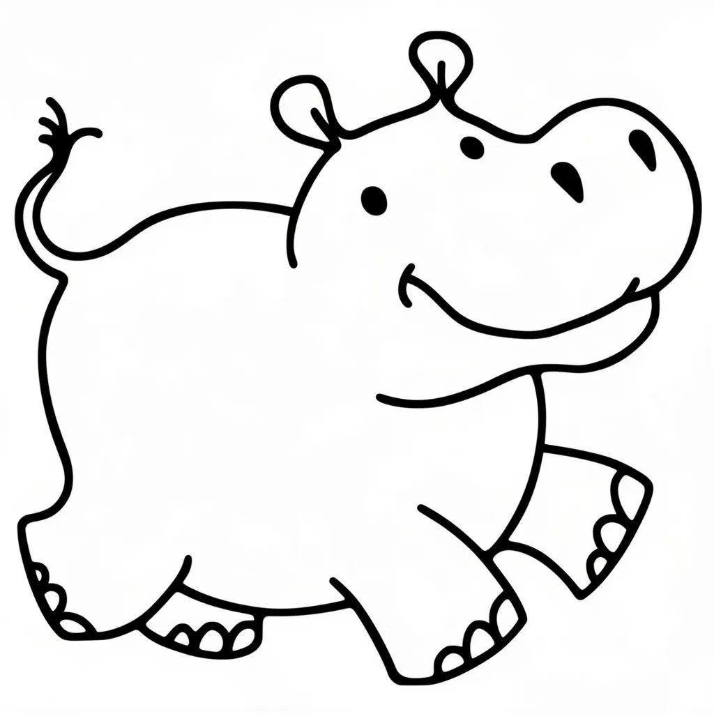 Раскраска – Бегемотик на прогулке
