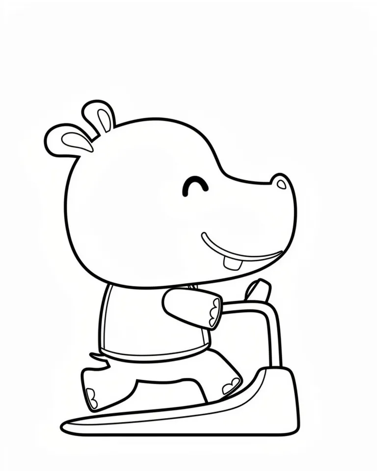 Раскраска – Бегемотик спортсмен