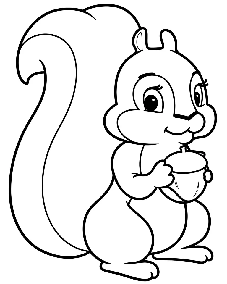 Раскраска – Белочка и орешек