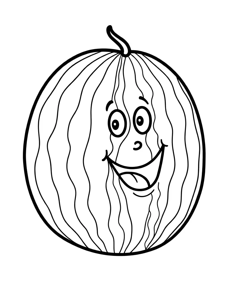 Раскраска – Большой арбуз с полосками