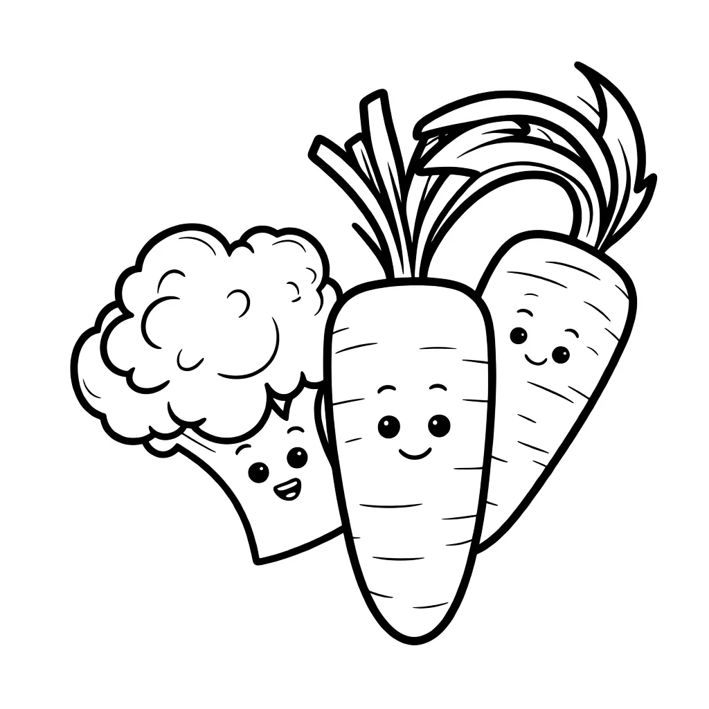 Раскраска – Брокколи и морковка