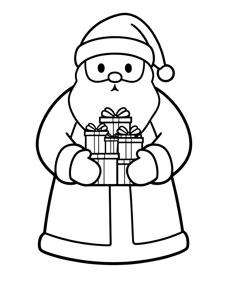 Раскраска – Дед мороз держит подарки