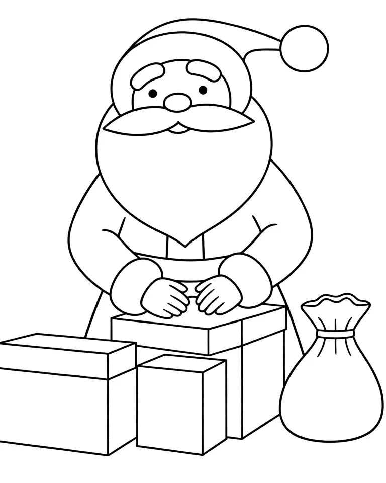 Раскраска – Дед мороз приготовил подарки