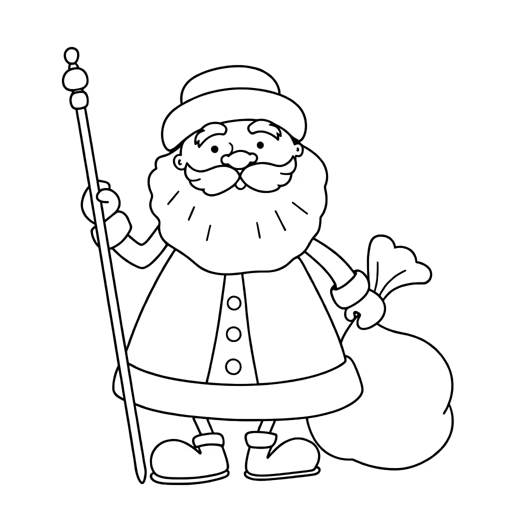Раскраска – Дедушка мороз с мешком