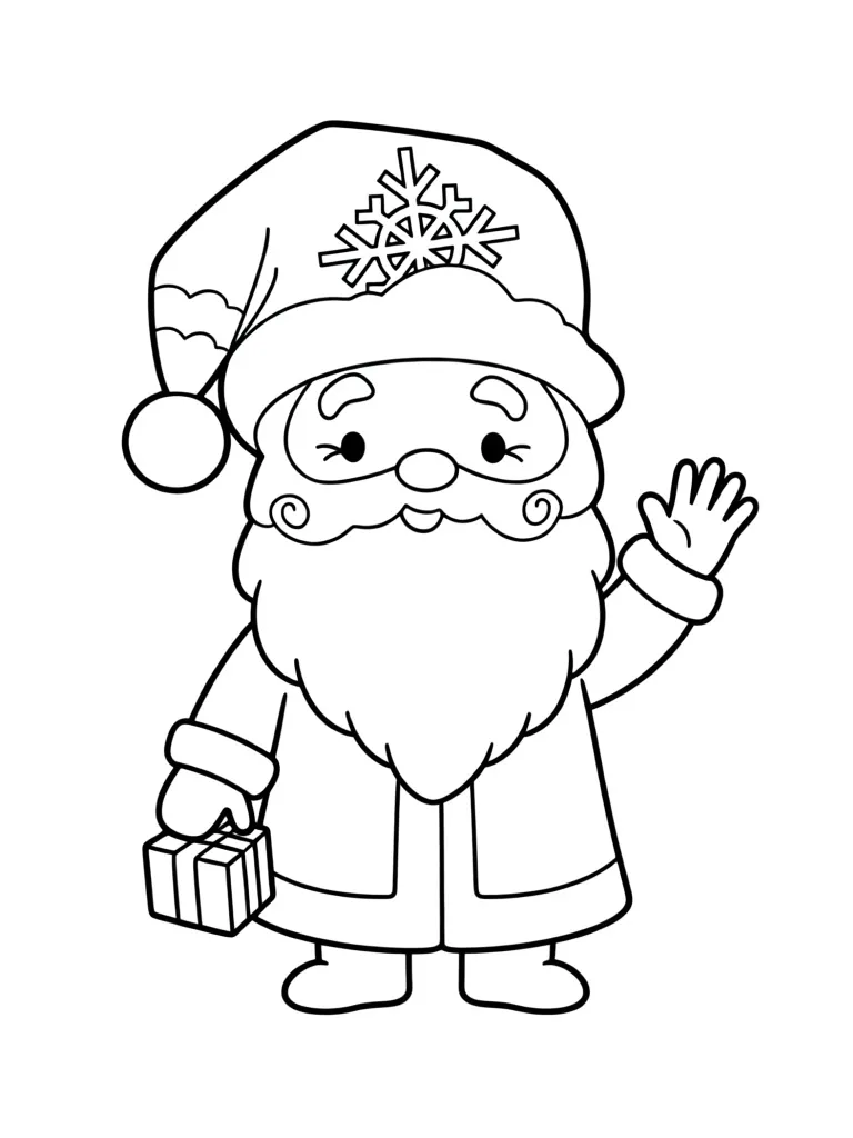 Раскраска – Дедушка Мороз в колпаке