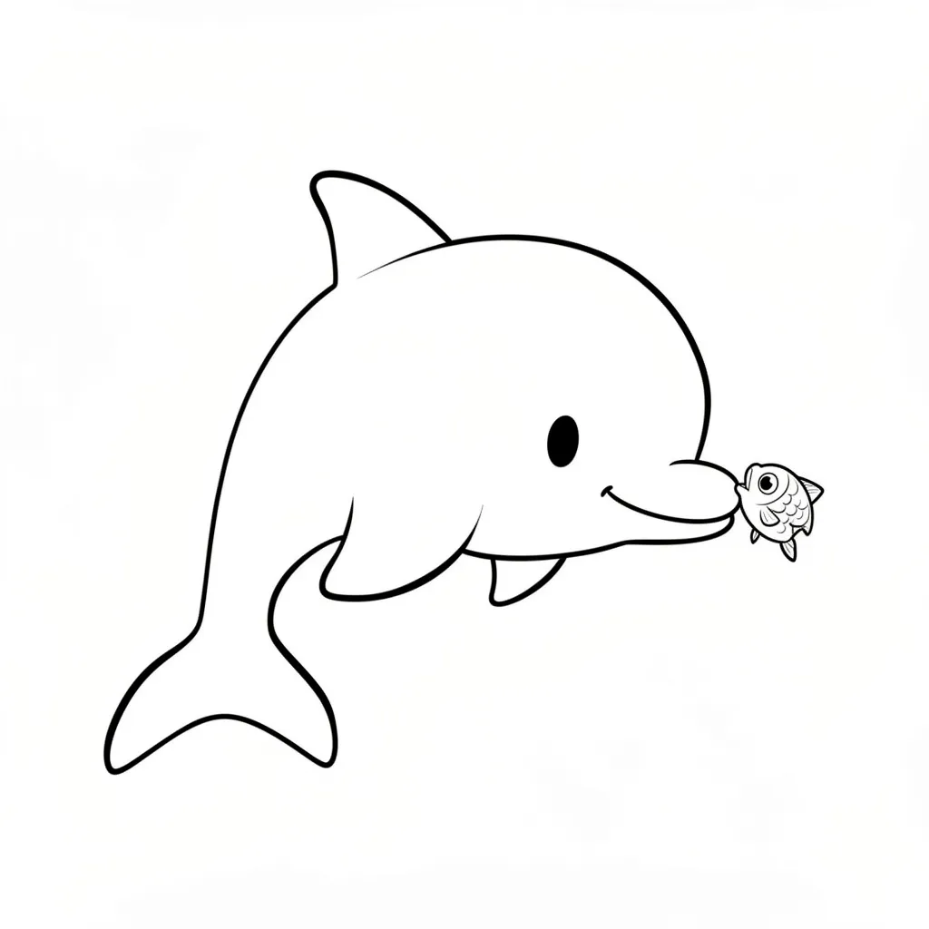 Раскраска – Дельфин играет с рыбкой