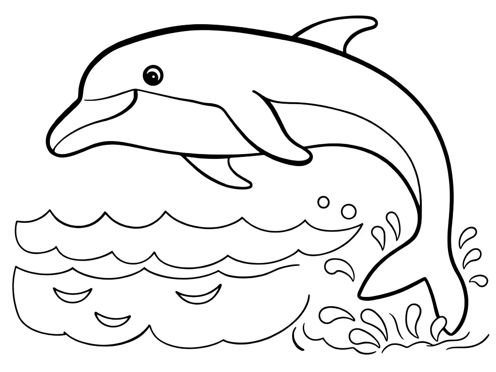 Раскраска – Дельфин над водой
