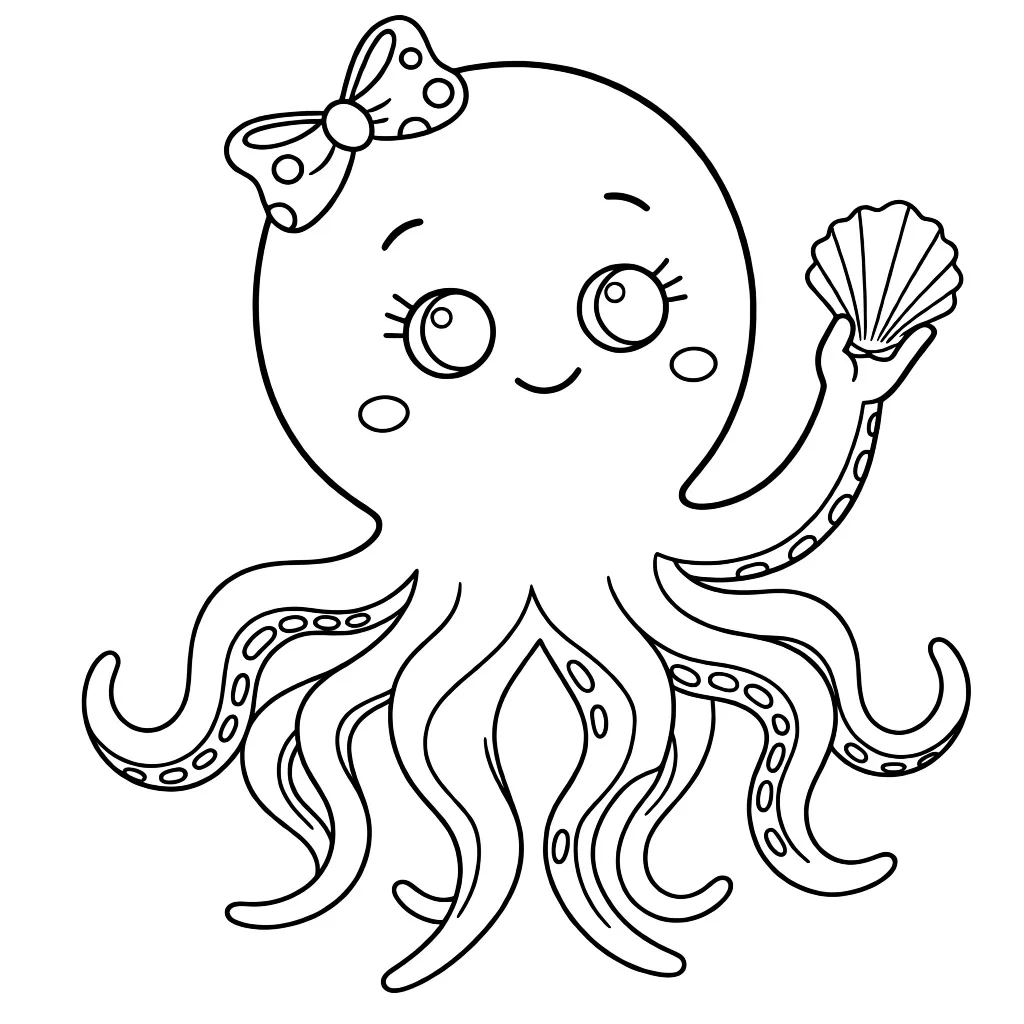 Раскраска – Девочка осьминог