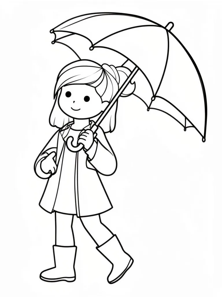 Раскраска – Девочка в осенней одежде