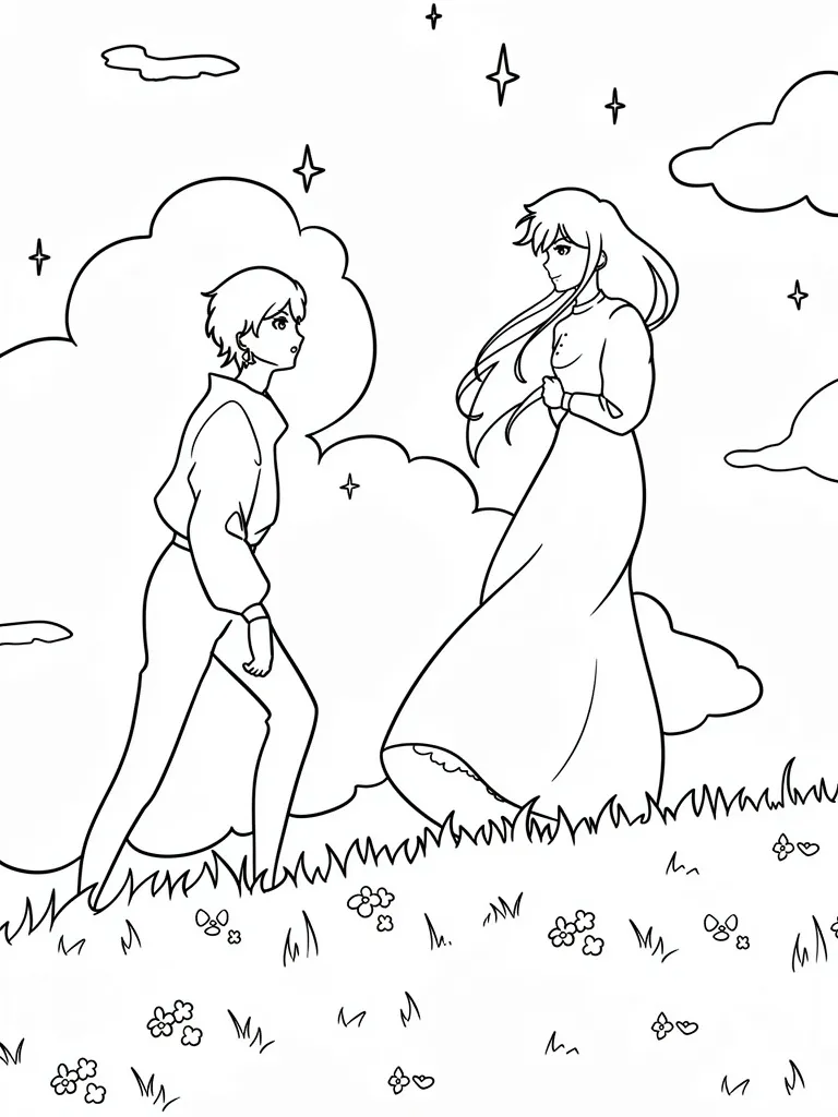 Раскраска – Девушки на красивом фоне