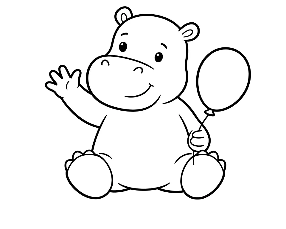 Раскраска – Добрый бегемотик