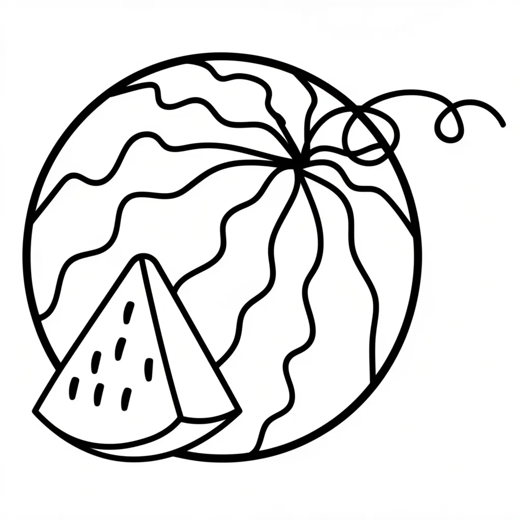 Раскраска – Долька спелого арбуза