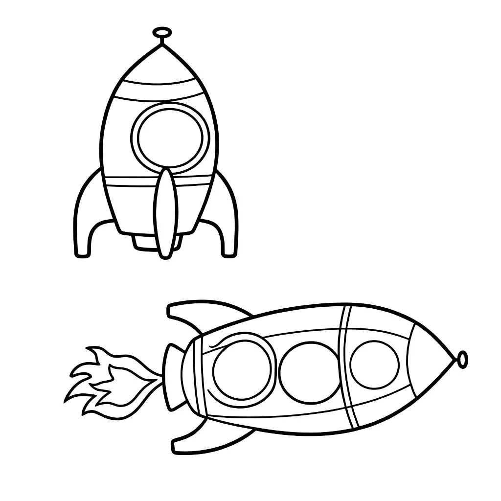 Раскраска – Два космических корабля
