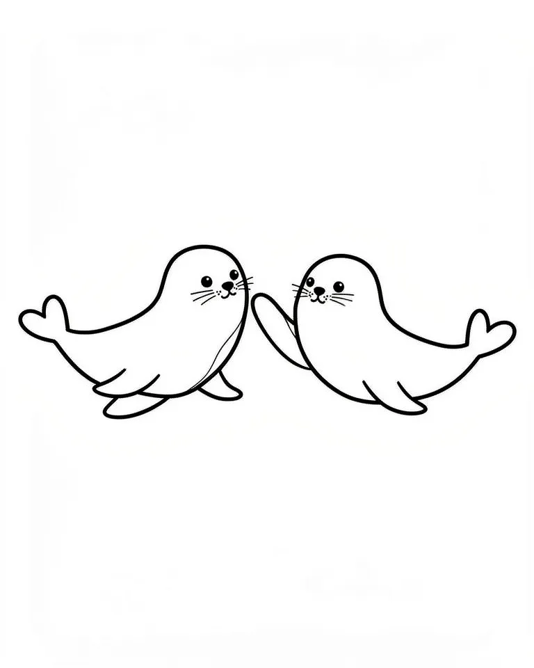 Раскраска – Два морских котика