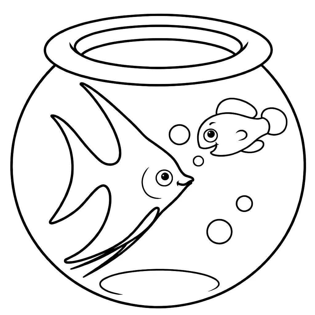 Раскраска – Две рыбки в аквариуме