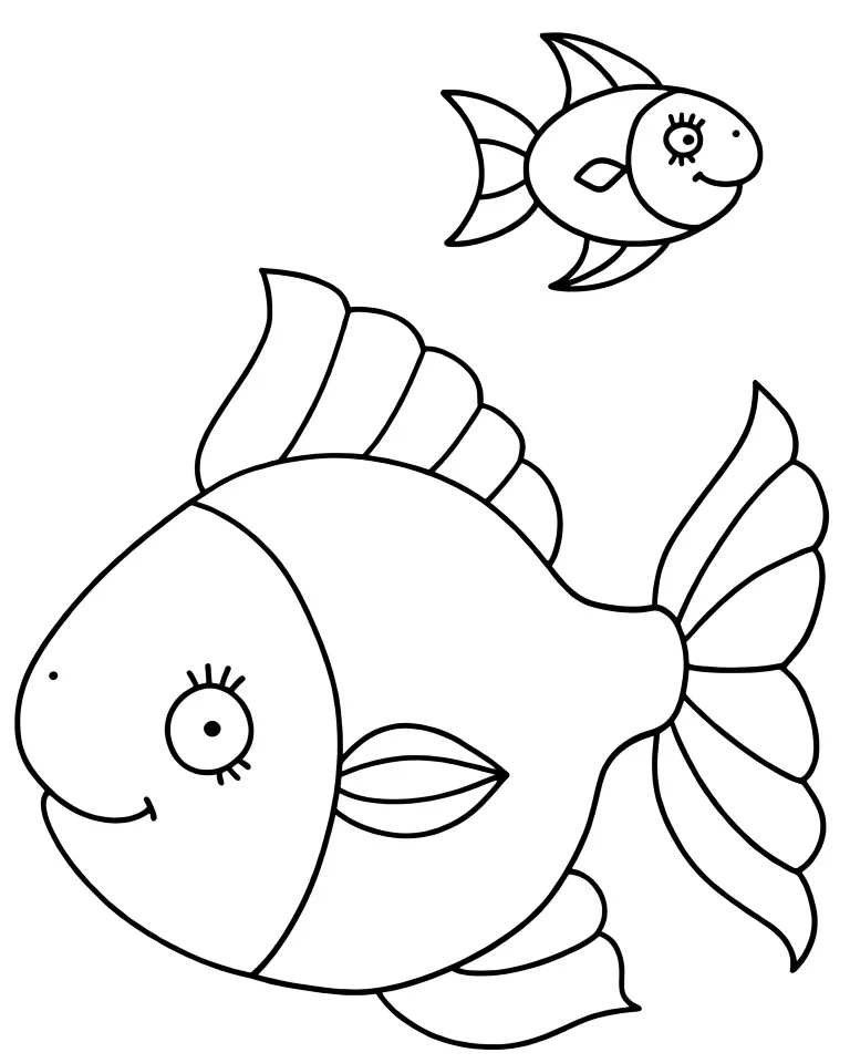 Раскраска – Две яркие рыбки