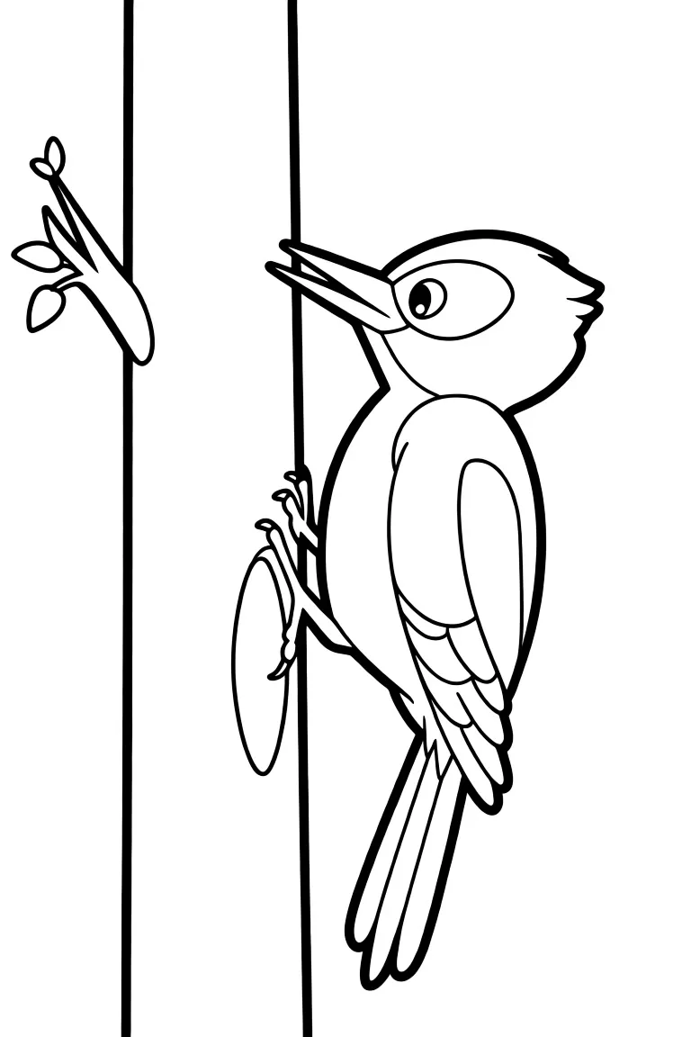 Раскраска – Дятел на дереве