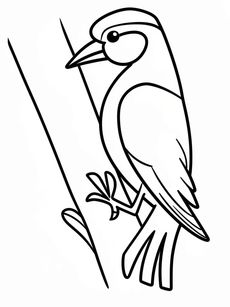 Раскраска – Дятел на суку