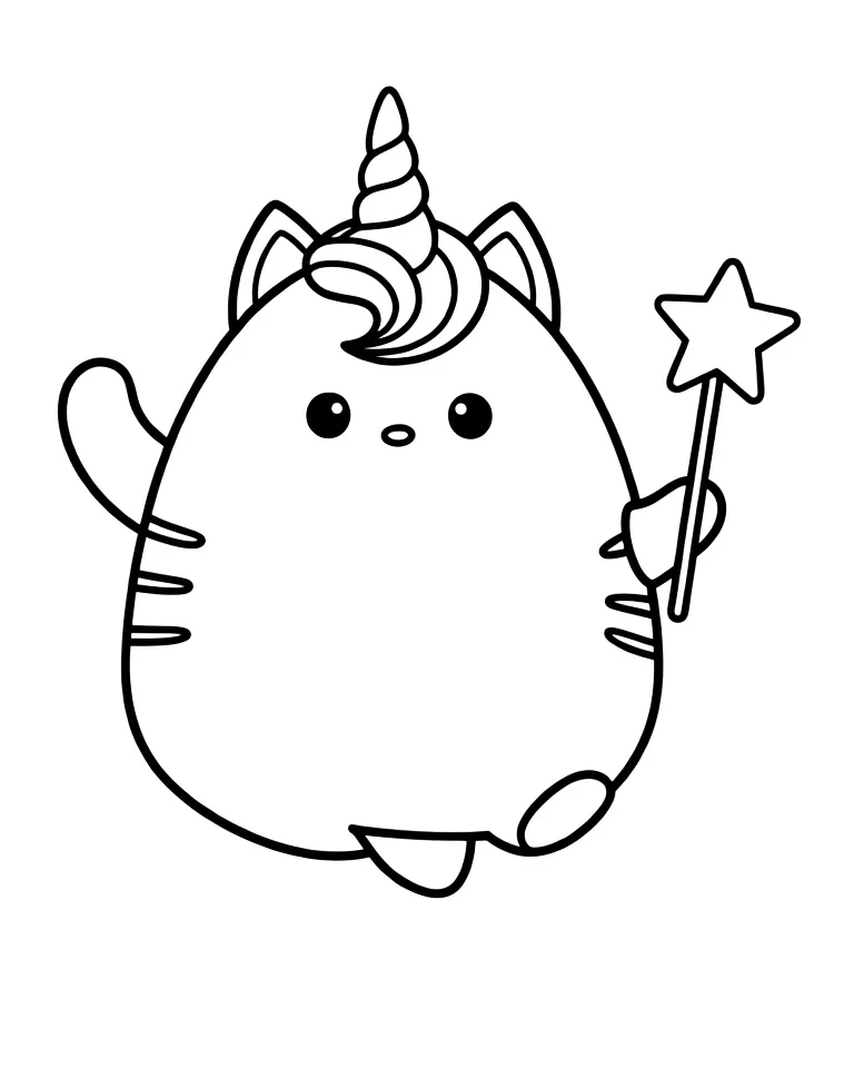 Раскраска – Единорог-кот