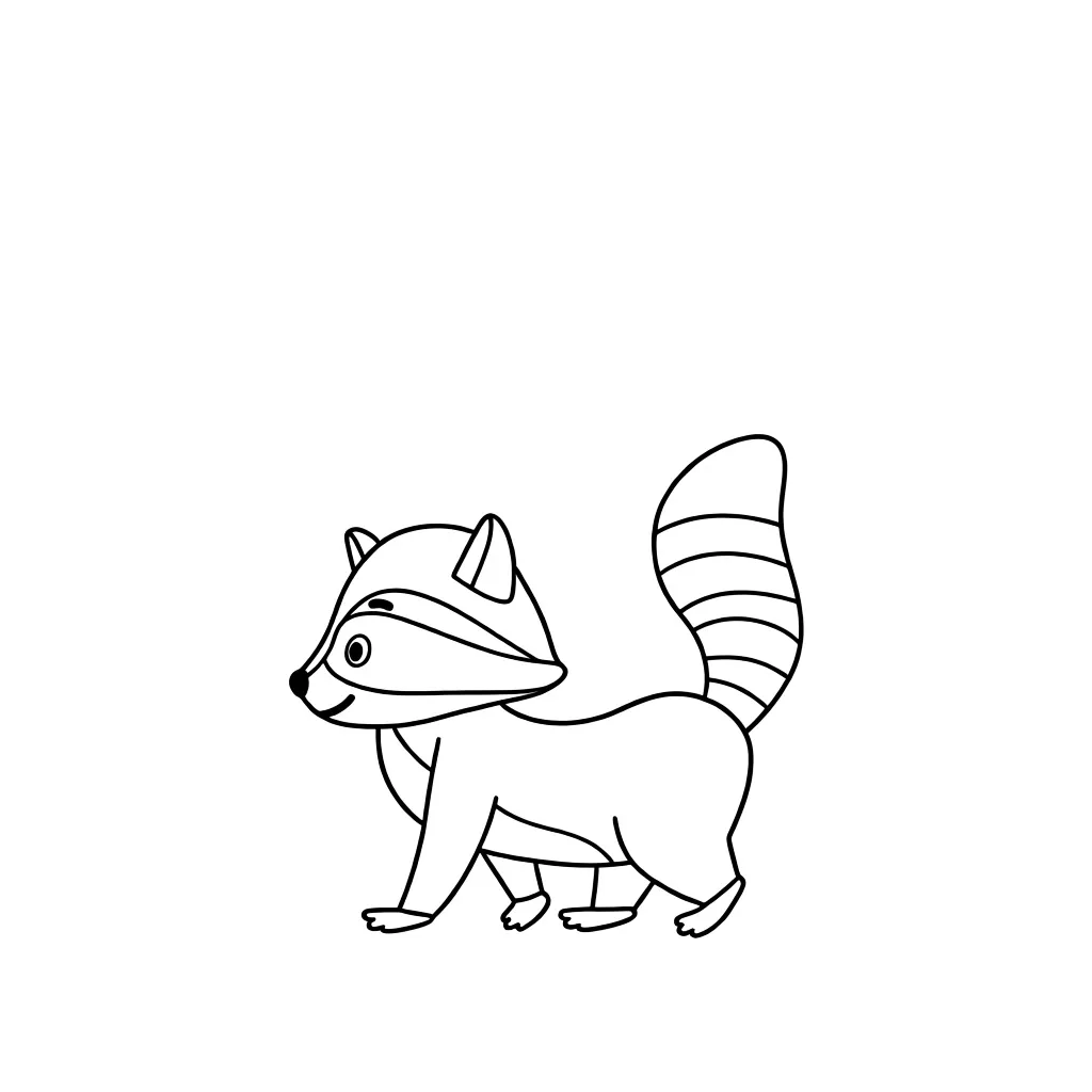 Раскраска – Енот на прогулке