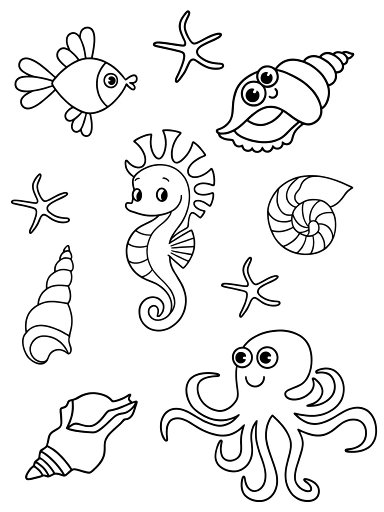Раскраска – Глазастые морские обитатели