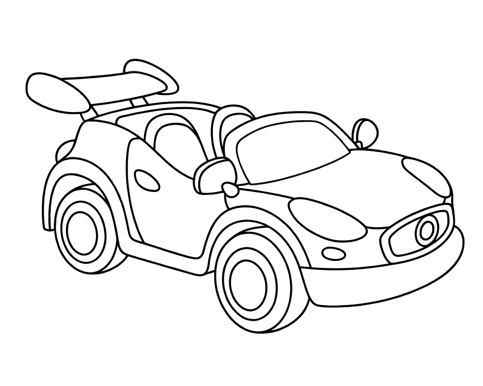 Раскраска – Гоночная машина со спойлером