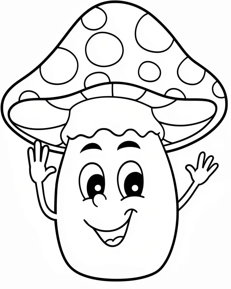 Раскраска – Грибочек машет