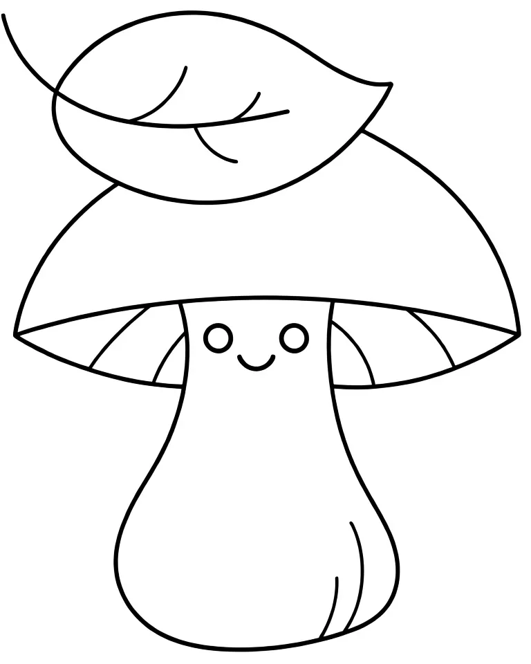 Раскраска – Грибочек с листиком