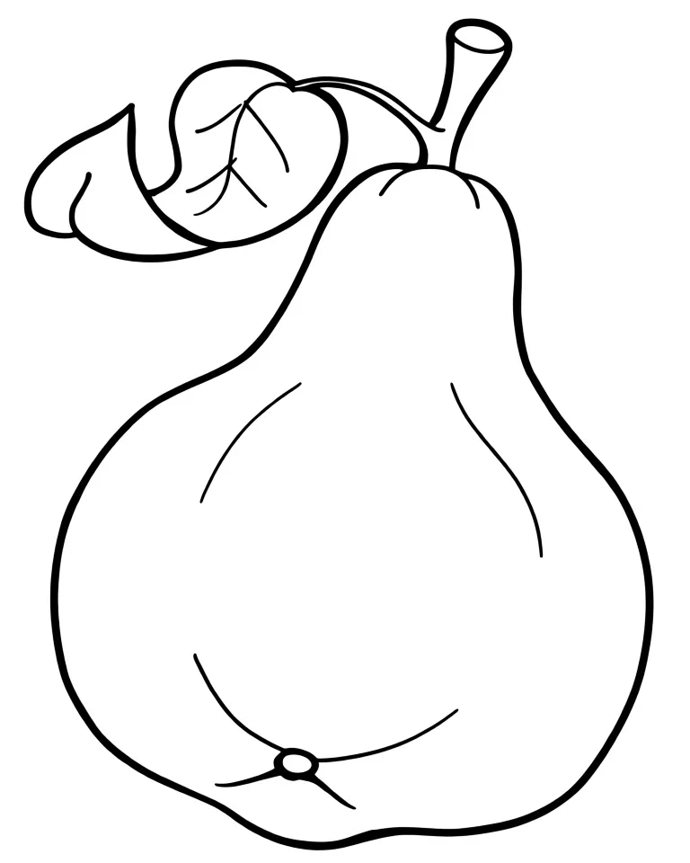 Раскраска – Груша с листочком