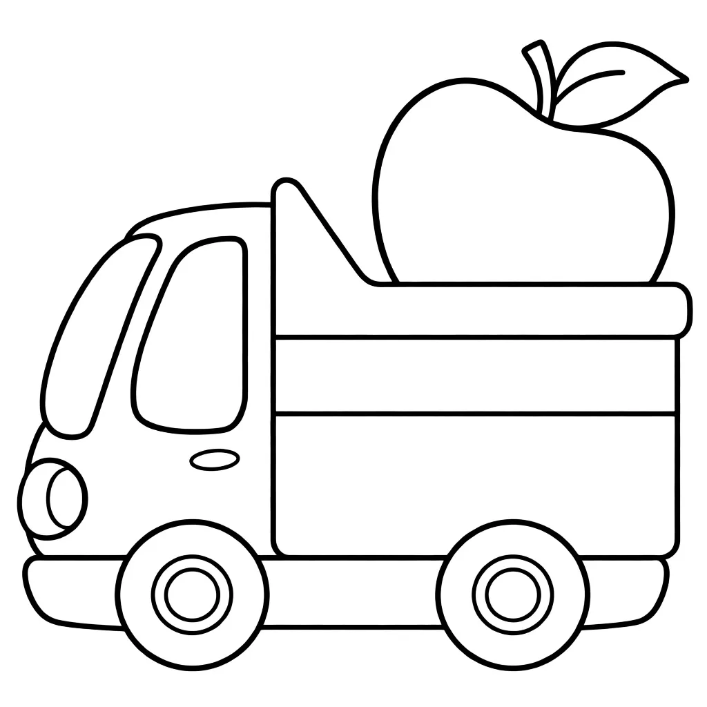 Раскраска – Грузовик с яблоком