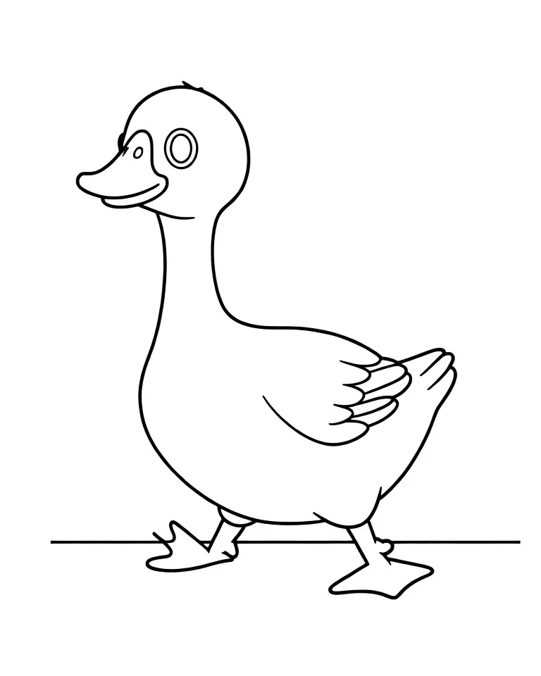 Раскраска – Гусь гуляет по двору