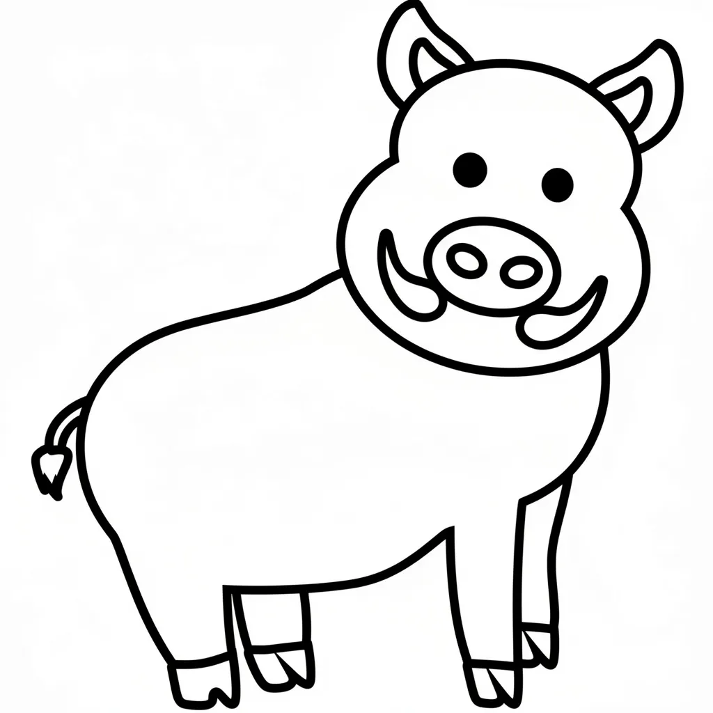 Раскраска – Кабан с клыками