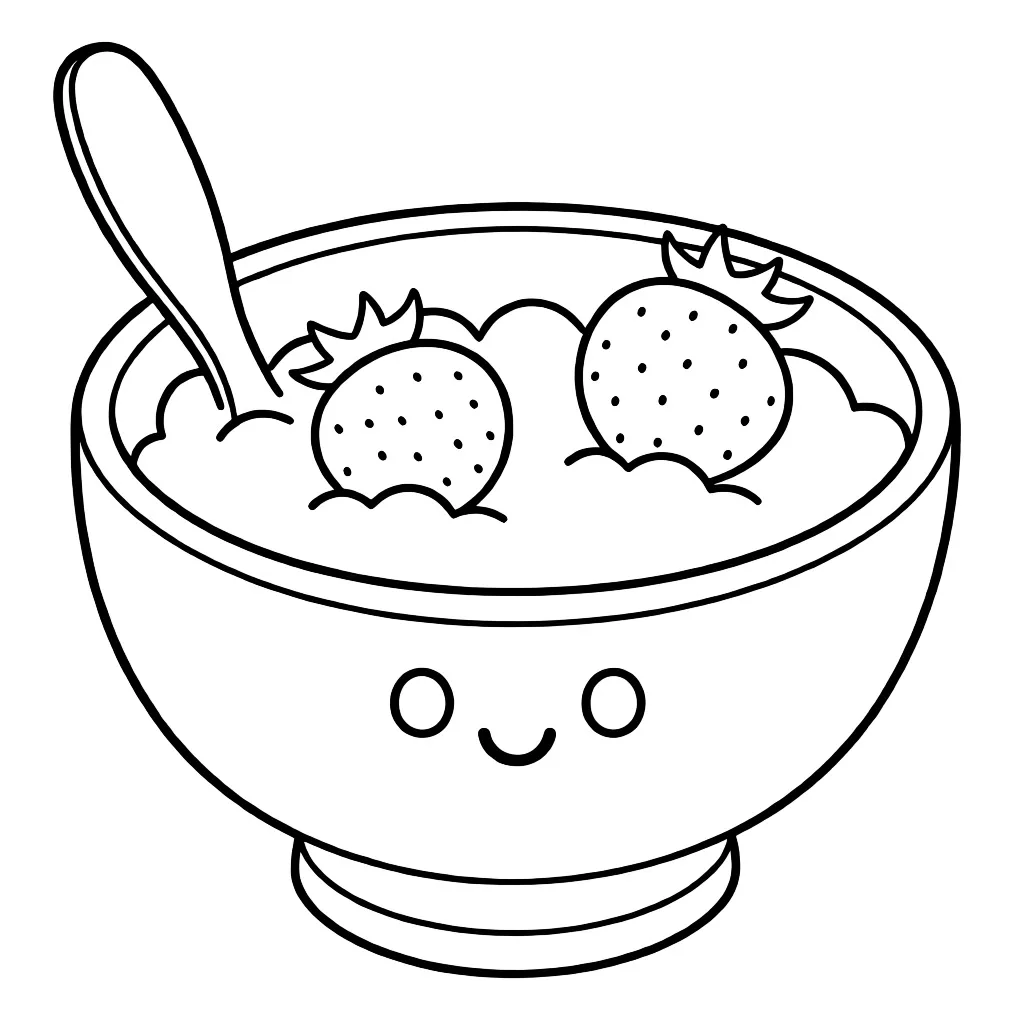 Раскраска – Каша с клубникой