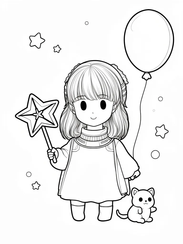 Раскраска – Кавайная девочка