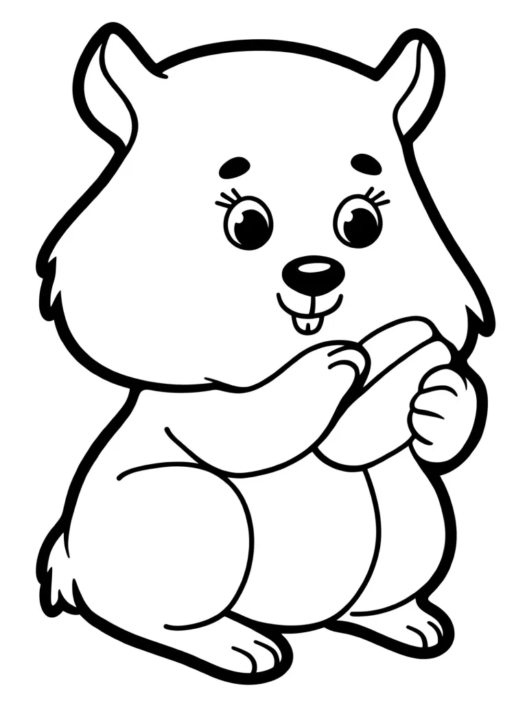 Раскраска – Хомяк держит зернышко