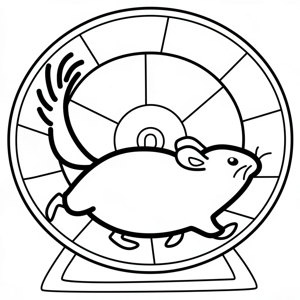 Раскраска – Хомяк в колесе