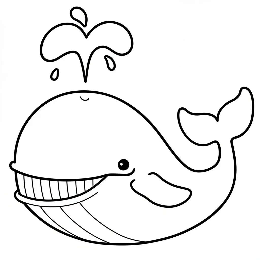 Раскраска – Кит пускает фонтанчик