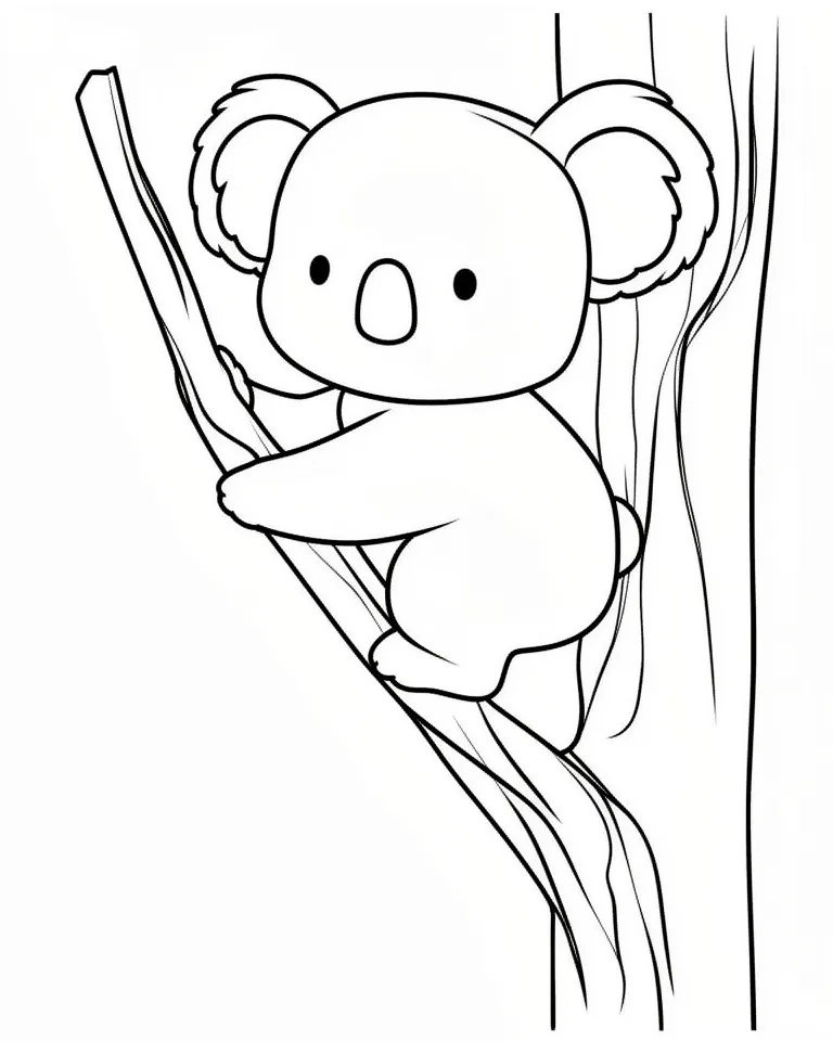 Раскраска – Коала на дереве