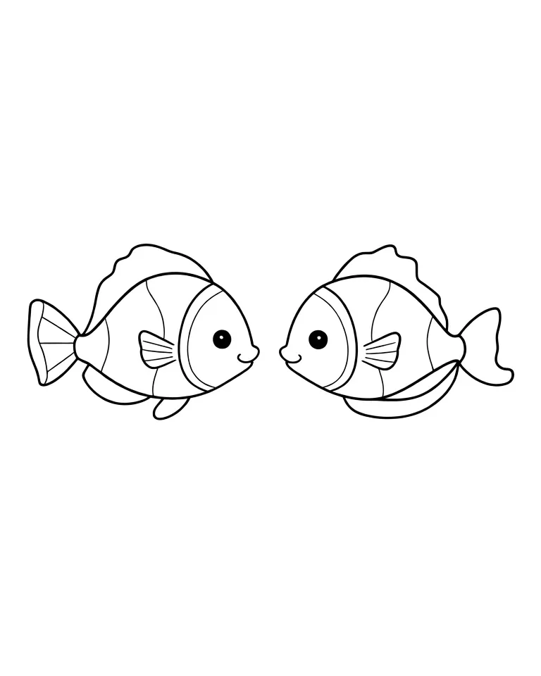 Раскраска – Коралловые рыбки