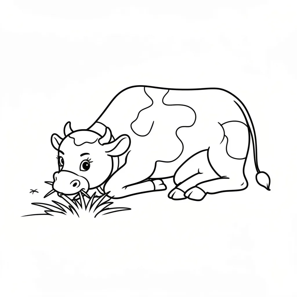 Раскраска – Корова жует травку