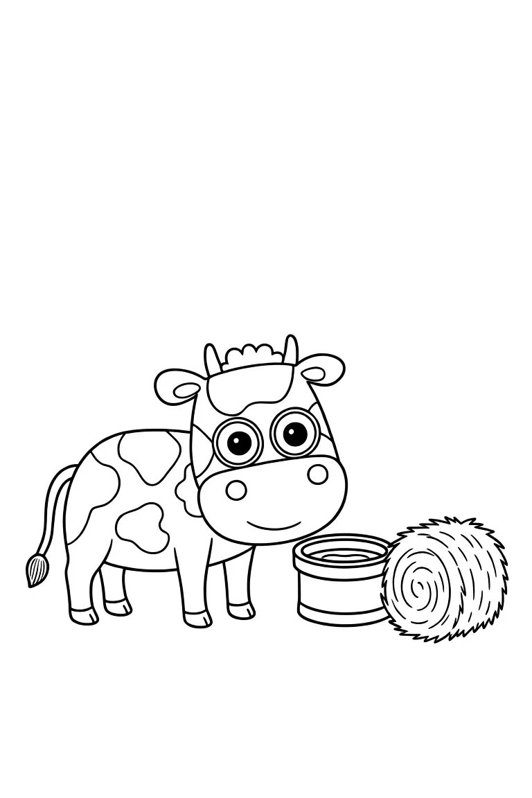 Раскраска – Коровка на ферме