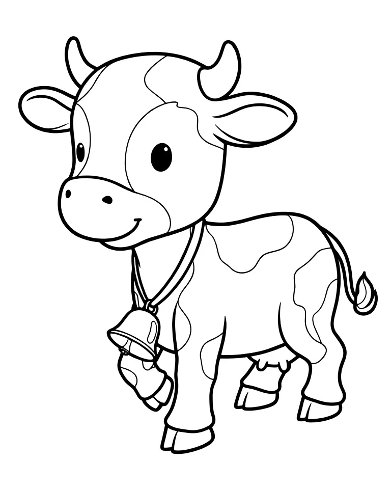 Раскраска – Коровка с колокольчиком