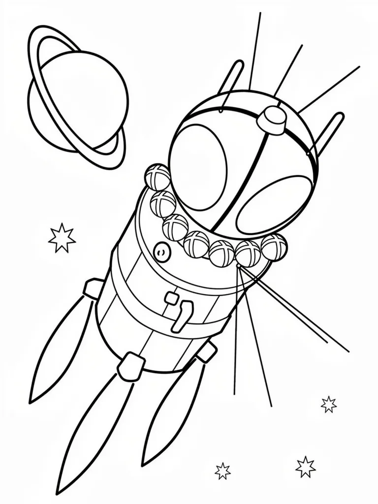 Раскраска – Космический корабль "Восток-1"