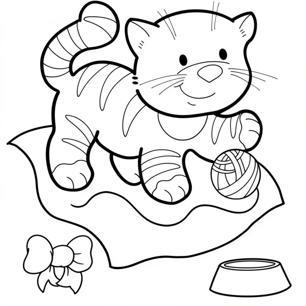 Раскраска – Котенок играет