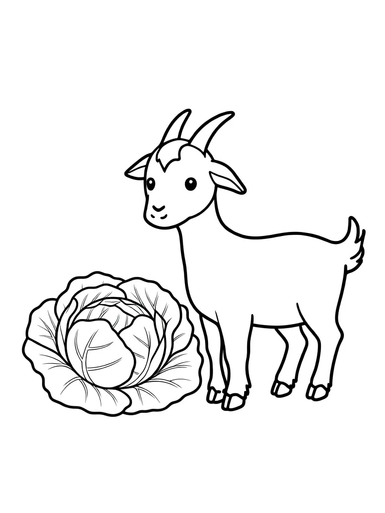 Раскраска – Козлик нашел капусту